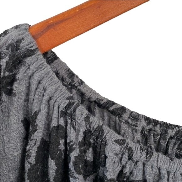 Free People Shades Of Cool Floral Ruffle Off The Shoulder Top Short Sleeves - Picture 9 of 14